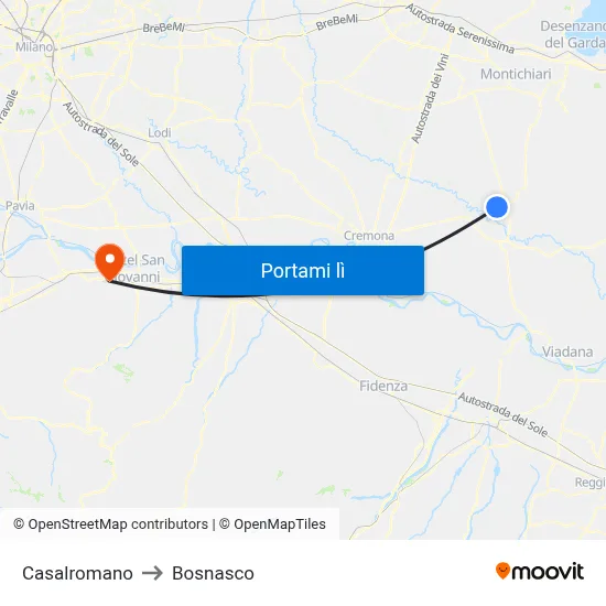 Casalromano to Bosnasco map
