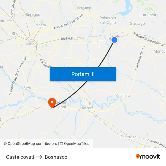 Castelcovati to Bosnasco map