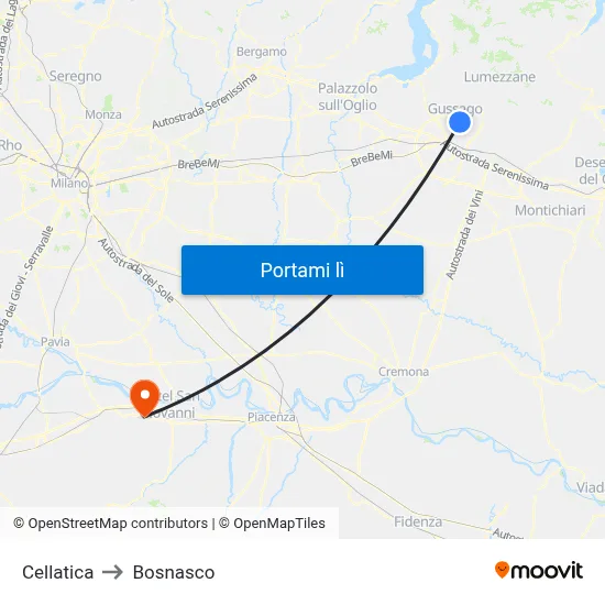 Cellatica to Bosnasco map