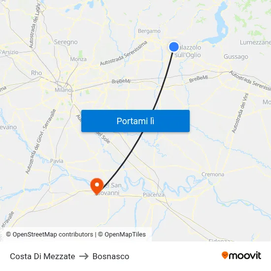 Costa Di Mezzate to Bosnasco map