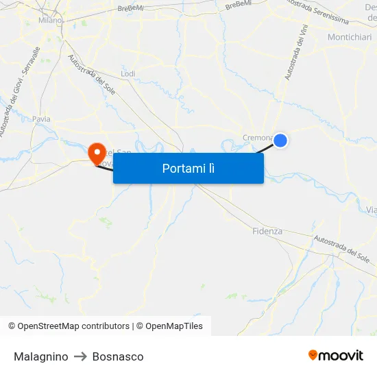 Malagnino to Bosnasco map
