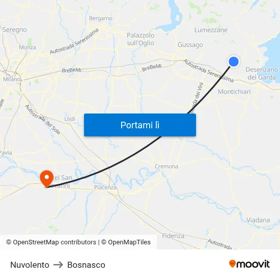 Nuvolento to Bosnasco map