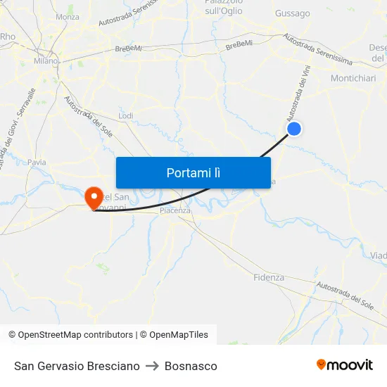 San Gervasio Bresciano to Bosnasco map
