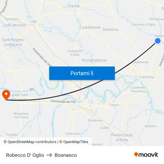 Robecco D' Oglio to Bosnasco map