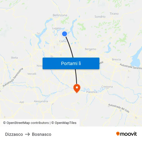 Dizzasco to Bosnasco map