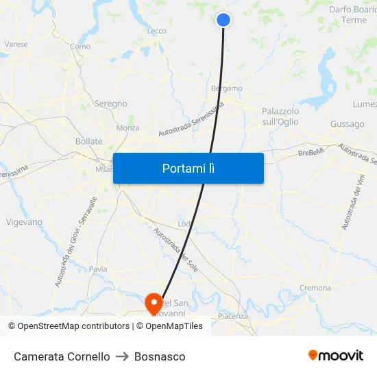 Camerata Cornello to Bosnasco map
