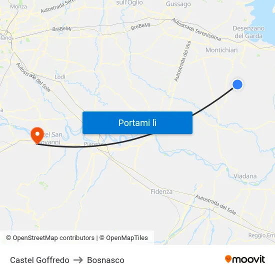Castel Goffredo to Bosnasco map