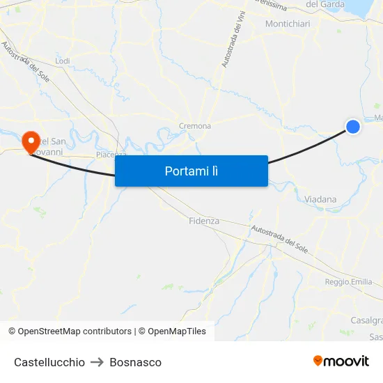 Castellucchio to Bosnasco map