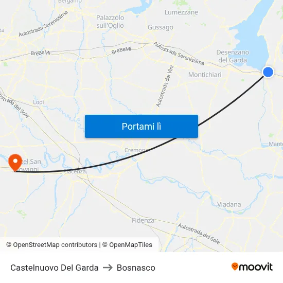 Castelnuovo Del Garda to Bosnasco map