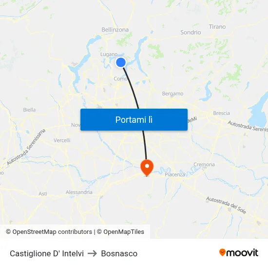 Castiglione D' Intelvi to Bosnasco map