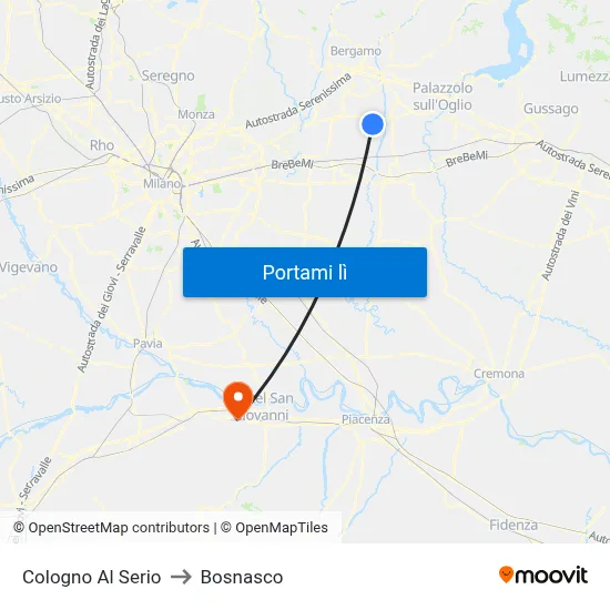 Cologno Al Serio to Bosnasco map