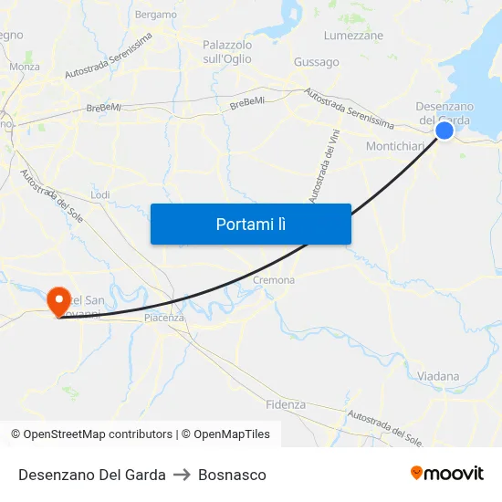Desenzano Del Garda to Bosnasco map