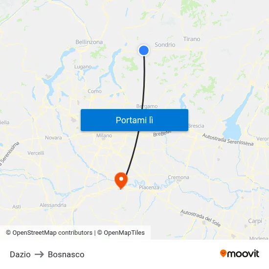 Dazio to Bosnasco map