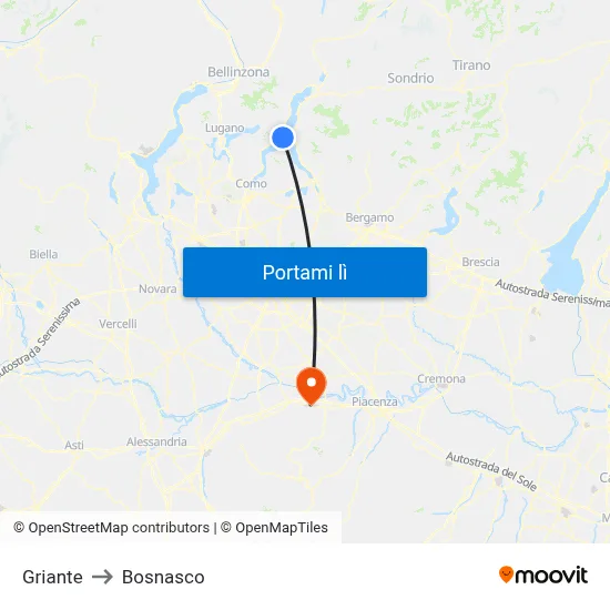 Griante to Bosnasco map
