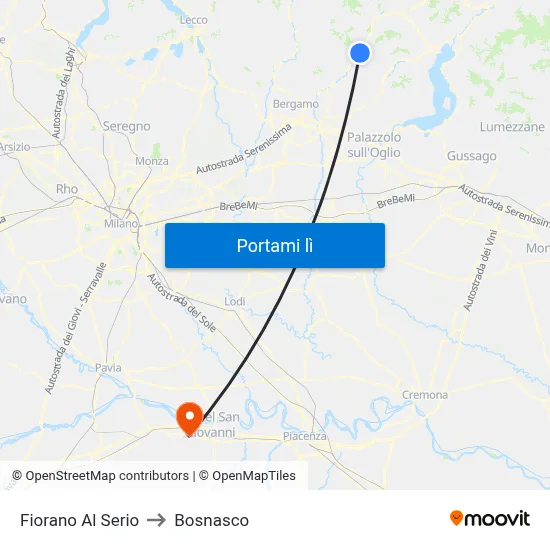 Fiorano Al Serio to Bosnasco map