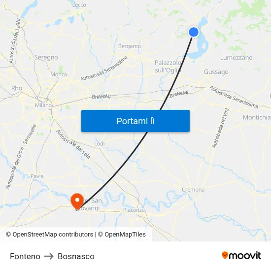 Fonteno to Bosnasco map