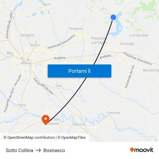 Solto Collina to Bosnasco map