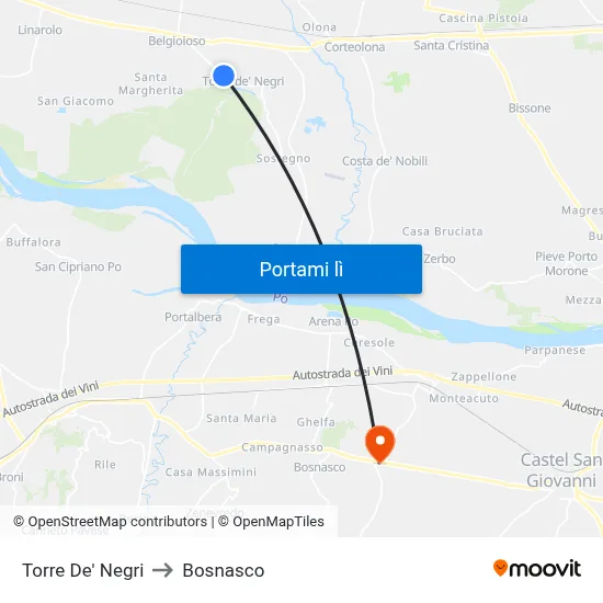 Torre De' Negri to Bosnasco map