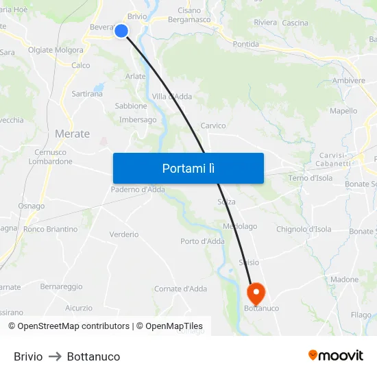 Brivio to Bottanuco map