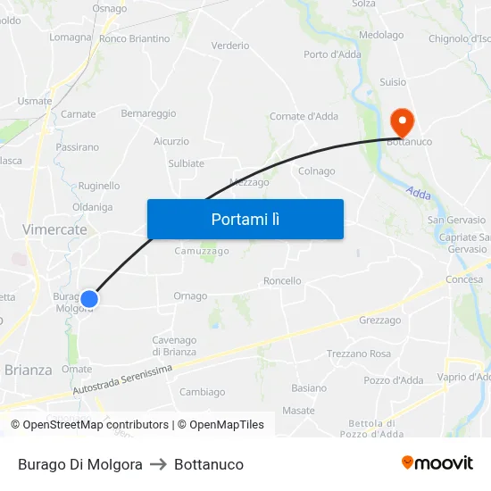 Burago Di Molgora to Bottanuco map