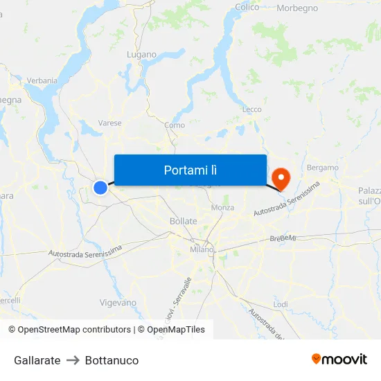 Gallarate to Bottanuco map