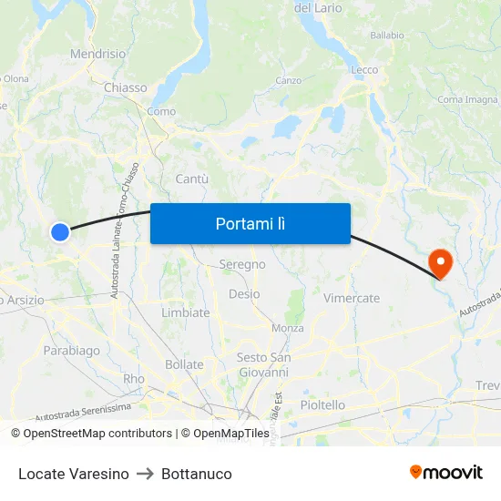Locate Varesino to Bottanuco map