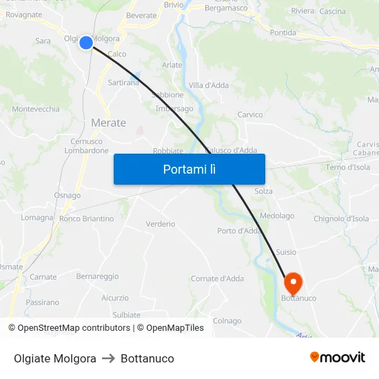 Olgiate Molgora to Bottanuco map