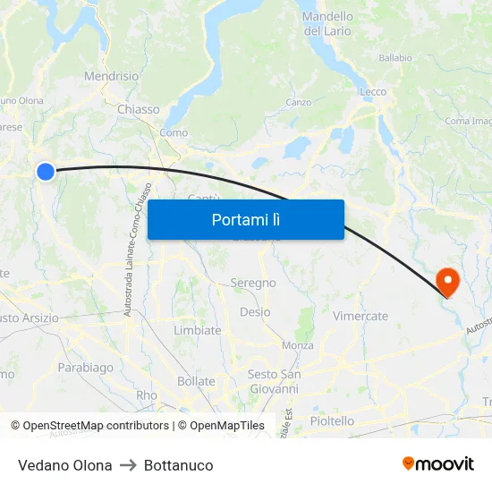Vedano Olona to Bottanuco map