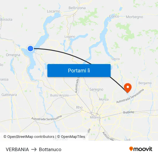 VERBANIA to Bottanuco map