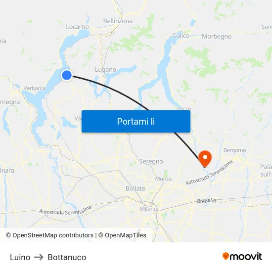 Luino to Bottanuco map