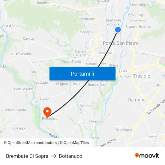 Brembate Di Sopra to Bottanuco map