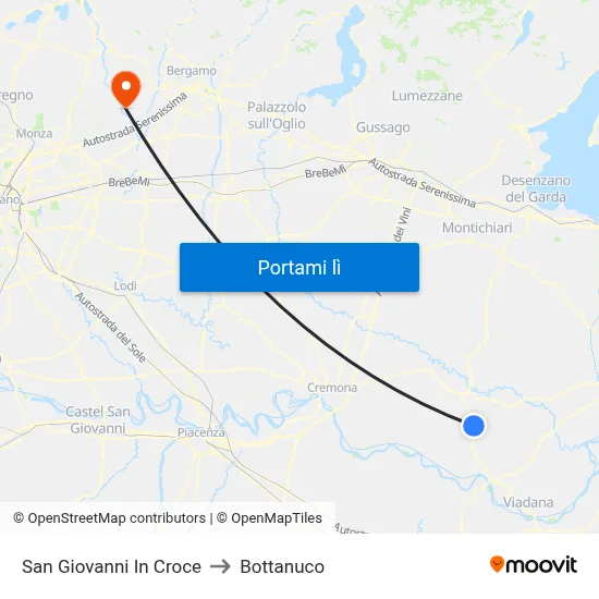 San Giovanni In Croce to Bottanuco map