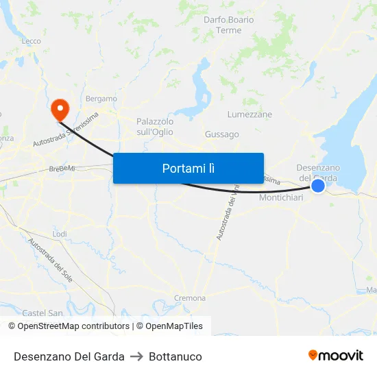 Desenzano Del Garda to Bottanuco map