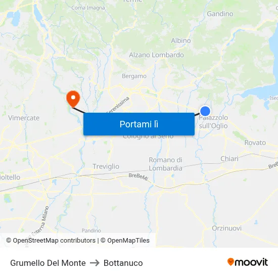 Grumello Del Monte to Bottanuco map