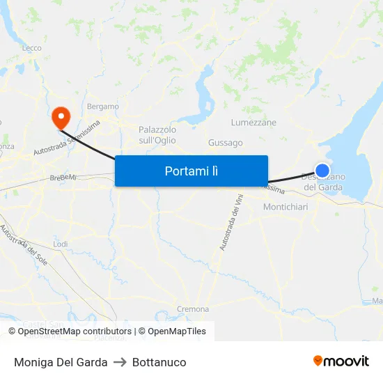 Moniga Del Garda to Bottanuco map