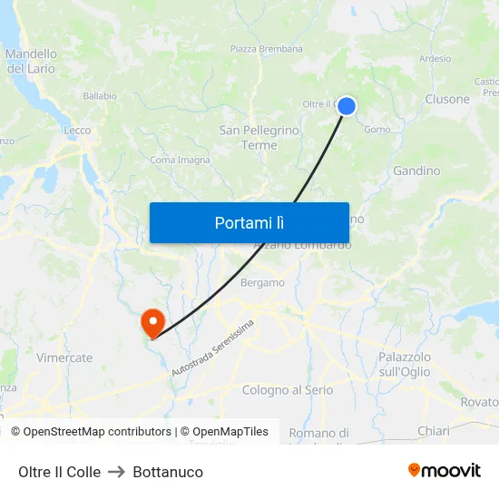 Oltre Il Colle to Bottanuco map