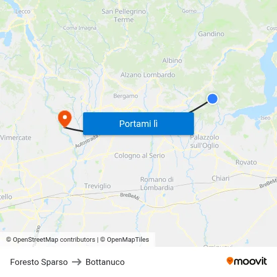 Foresto Sparso to Bottanuco map
