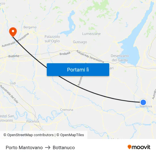 Porto Mantovano to Bottanuco map