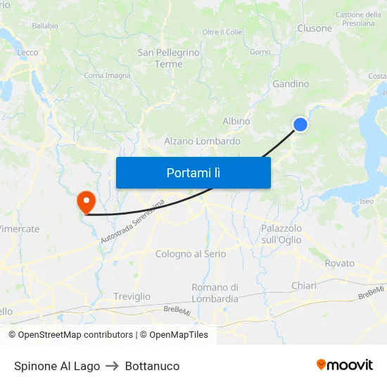 Spinone Al Lago to Bottanuco map