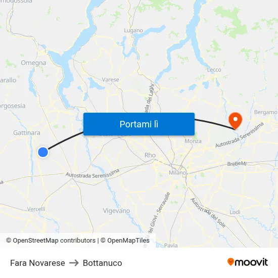 Fara Novarese to Bottanuco map