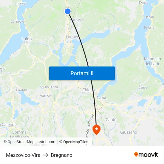 Mezzovico-Vira to Bregnano map