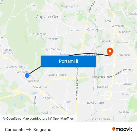 Carbonate to Bregnano map