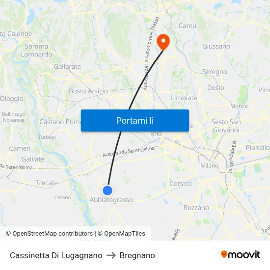 Cassinetta Di Lugagnano to Bregnano map