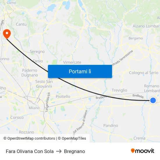 Fara Olivana Con Sola to Bregnano map