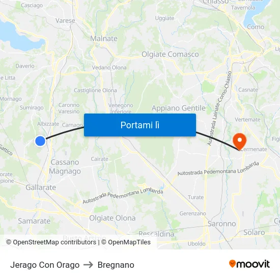Jerago Con Orago to Bregnano map