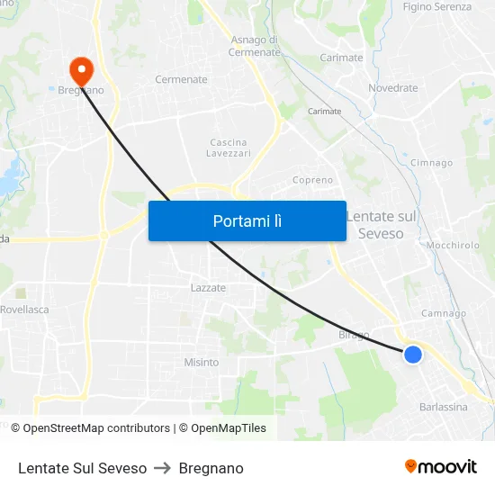 Lentate Sul Seveso to Bregnano map