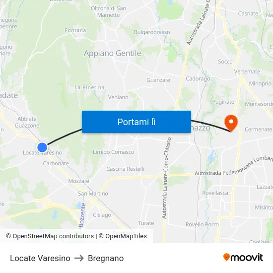 Locate Varesino to Bregnano map