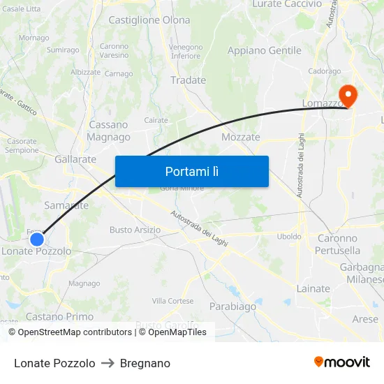 Lonate Pozzolo to Bregnano map