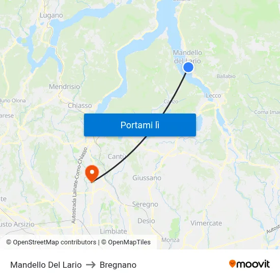 Mandello Del Lario to Bregnano map