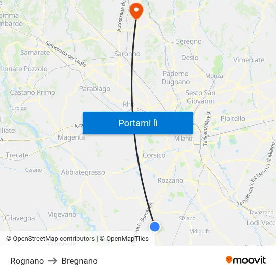 Rognano to Bregnano map